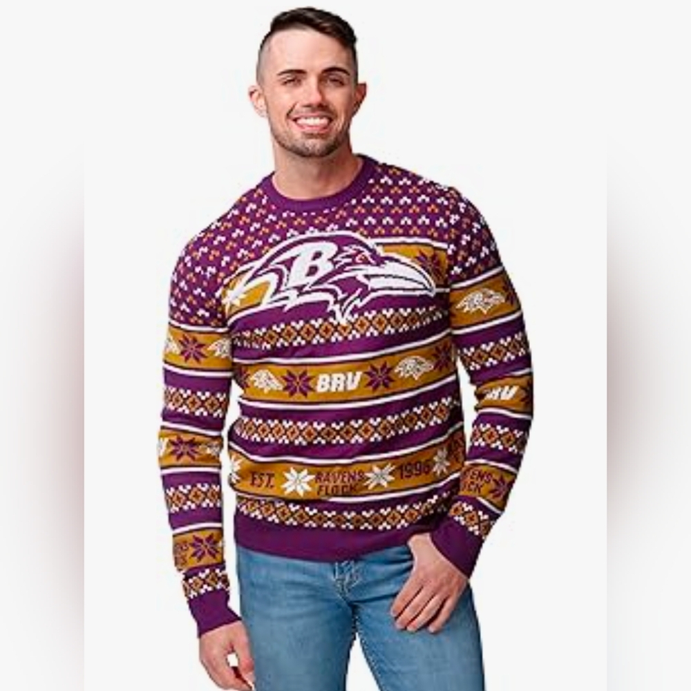 NFL Baltimore Ravens Men's Winter Sweater In XL NWT